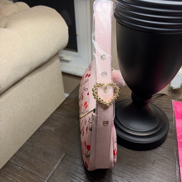 Betsey Johnson Pink Cherry Bow Shoulder Bag with Charm NWT - Picture 5 of 6